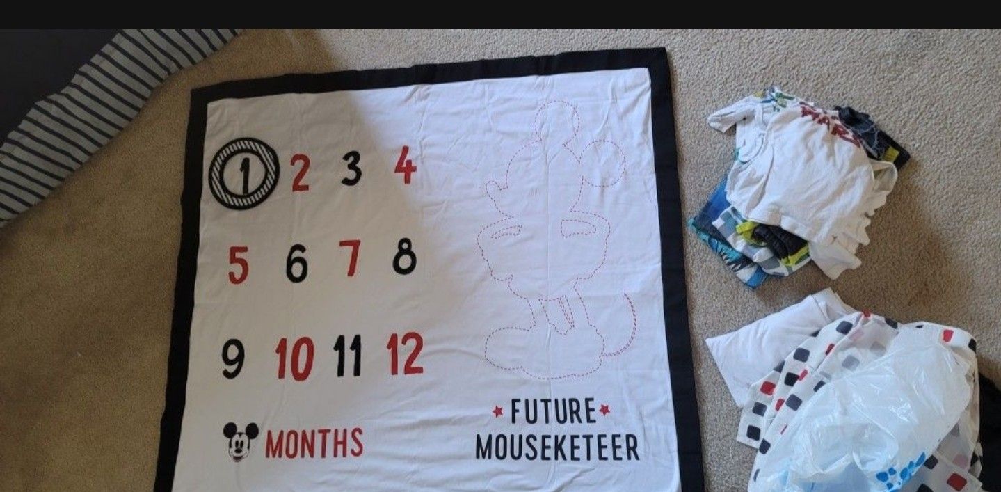Disney Mickey Mouse Baby Month Blanket-New