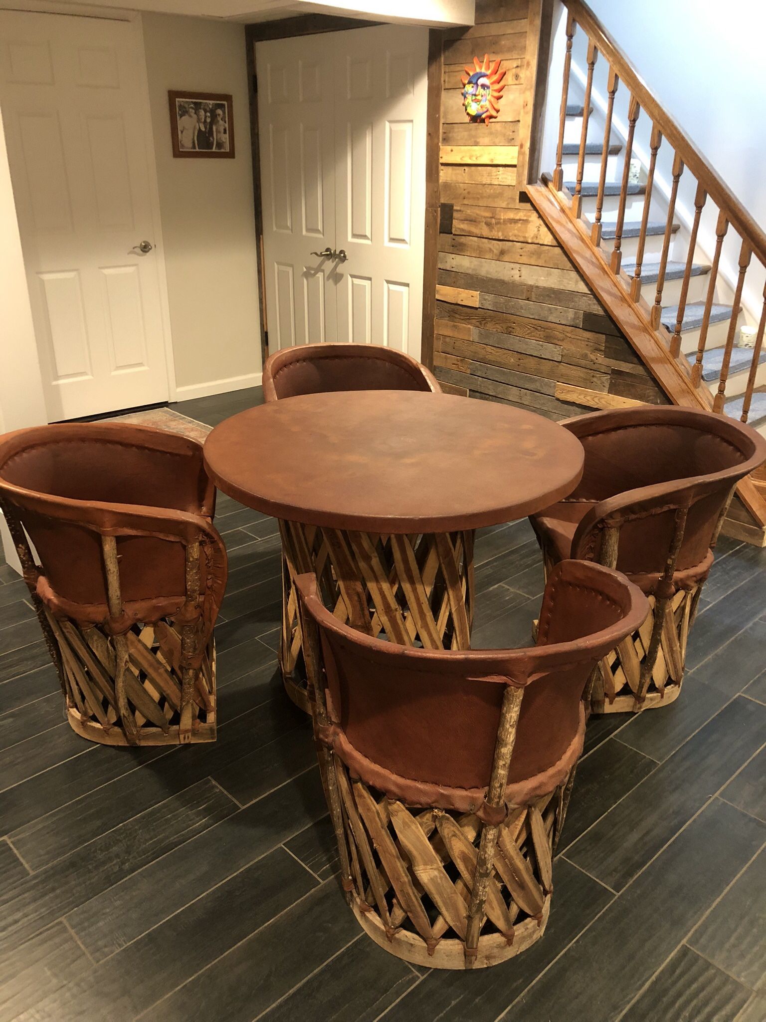 Table And Chairs Leather Equipal