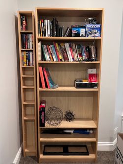Wooden bookshelves