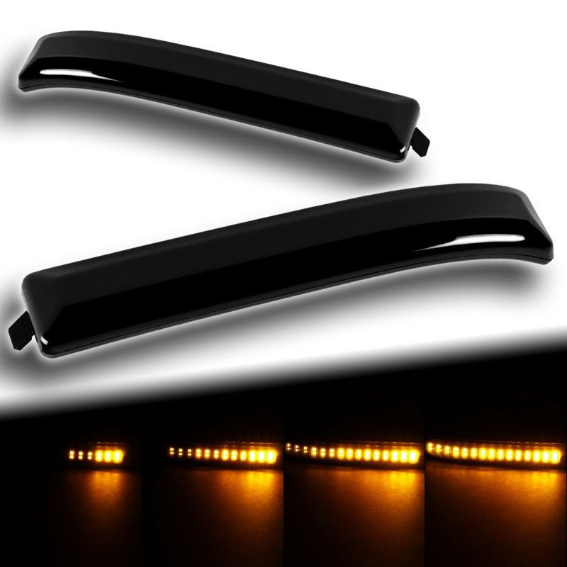 For 2009-2014 Ford F-150 Smoke Lens Side Mirror Amber Sequential LED Running Signal Lights -(4-DK029-2LY