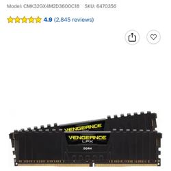 Vengeance Corsair 2x16 32Gb 3600 MHz Ram 