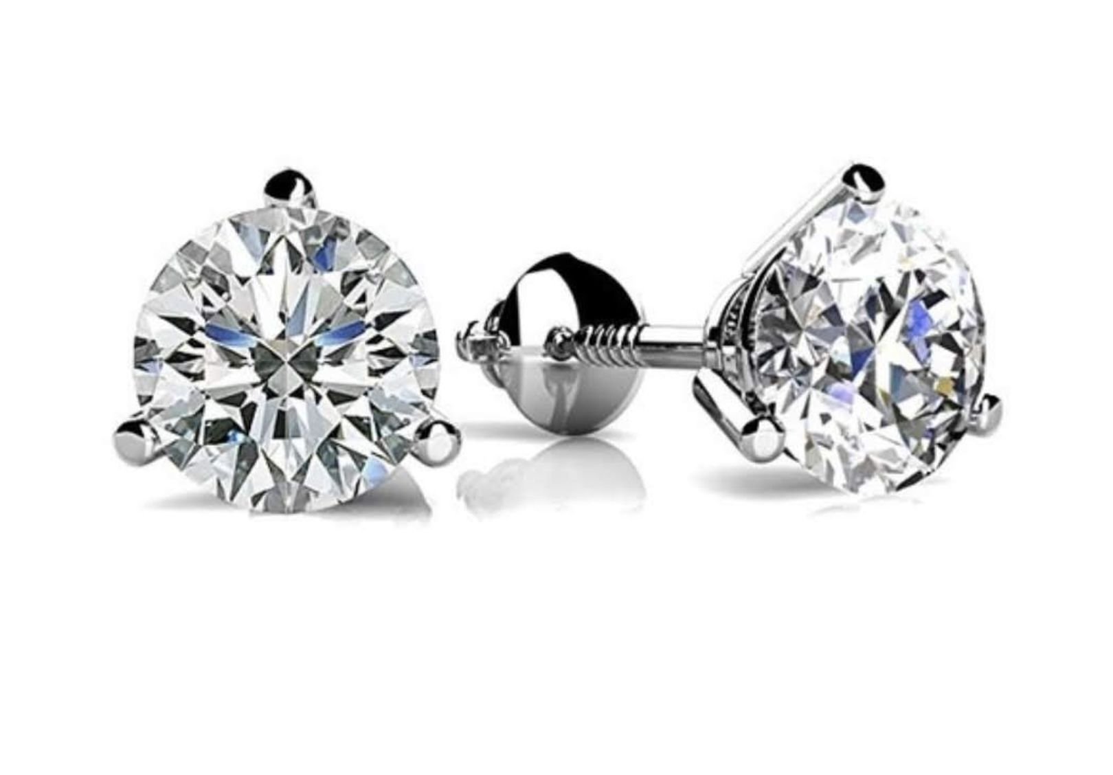 S925 Sterling Silver & 18k Gold with Cz Earrings, Thread Lock Post