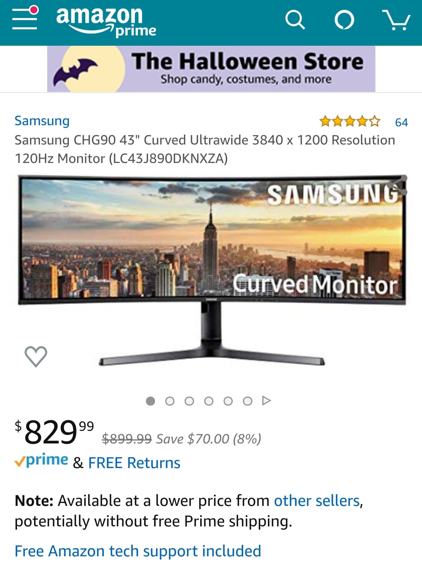 Samsung 43" CJ890 Super Ultra-Wide Curved Monitor