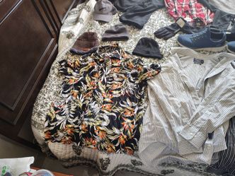 Mixed Clothing Lot – Shirts, Hats, Shoes
