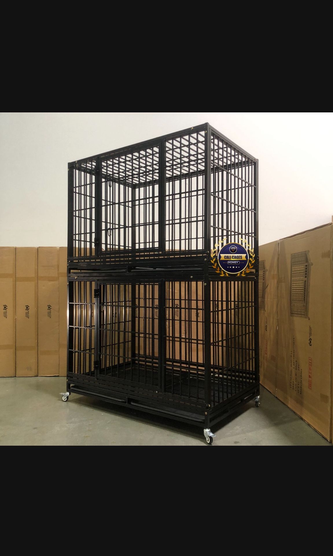 Double Stacked Dog Pet Cage Kennels Size 48” Xl With Grid And Tray New In Box 📦 