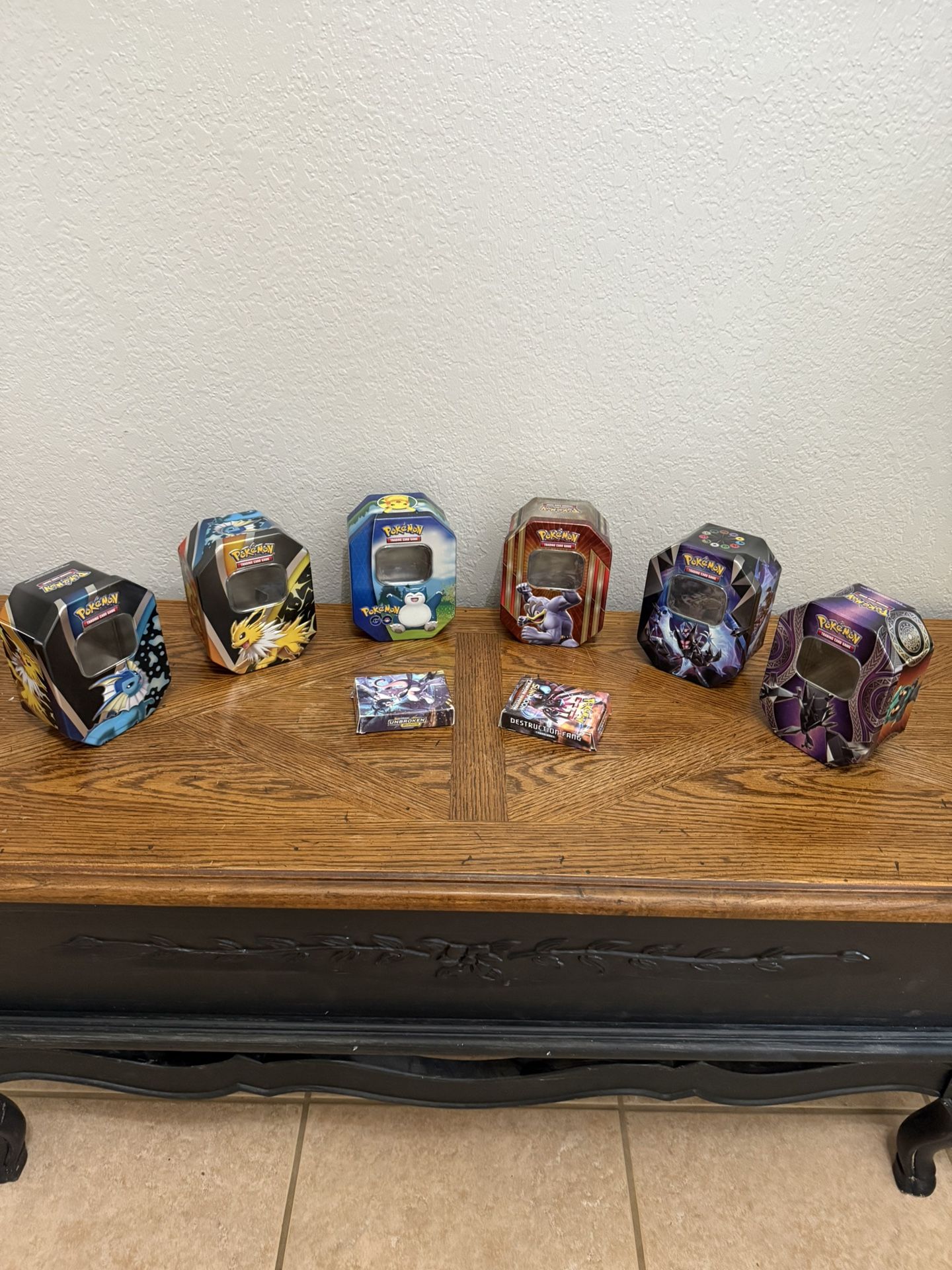 6 Pokemon tins from 2021-22 + SM battle deck boxes