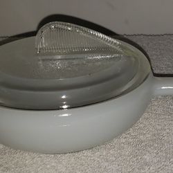 Vintage Glasbake White Milk Glass 11 oz Ramekin/Custard/Dessert Cup with Cover