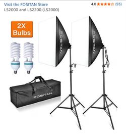 Title: FOSITAN Photography Softbox Lighting Kit – 2 Lights + 4 Bulbs