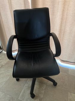 Black Leather Office Chair with Wheels