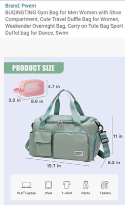 BUQINGTING multi-compartment travel duffel bag