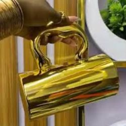 Acrylic Evening Clutch Woman Chic Shiny Gold Color Purse
