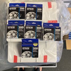 Lot Of 6 Epson 200 Black Ink Cartridges
