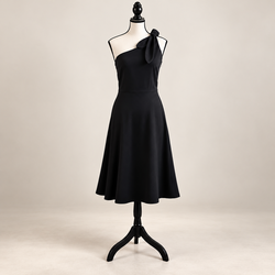 Banana Republic Black One Shoulder Bow Fit & Flare Dress Size 0