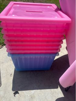 IKEA pink rolling bins