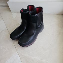 UGG Australia Nigell WATERPROOF Black Leather Pull On Ankle Boots Mens