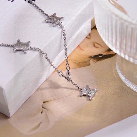Arc de Triomphe necklace, silver clavicle style