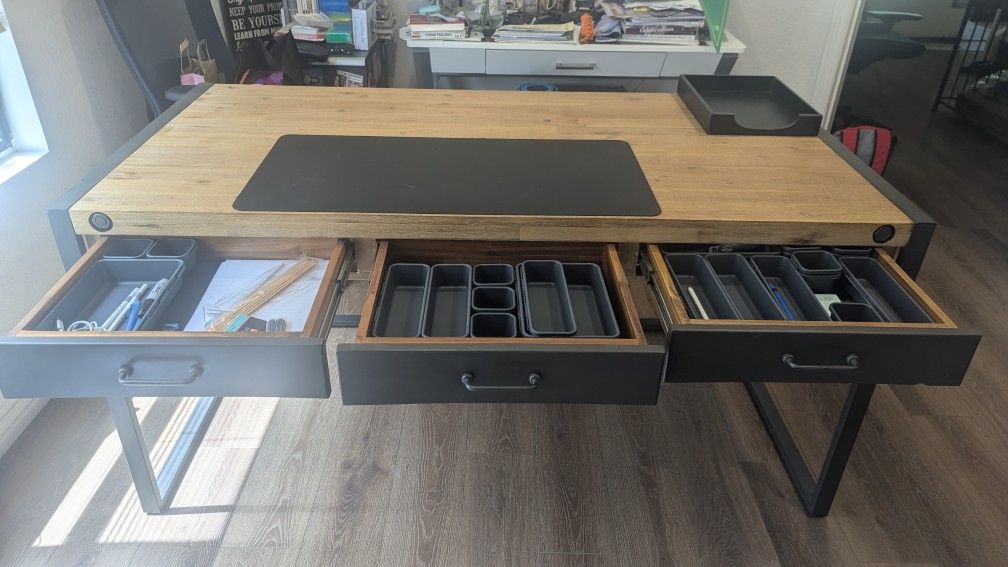Computer Writing Desk With File Cabinet Set