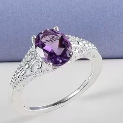 Bolivian Amethyst Ring in Sterling Silver (Size 10.0)