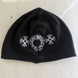 Chrome Hearts Black Beanie Cross Logo Horseshoe One Size Authentic