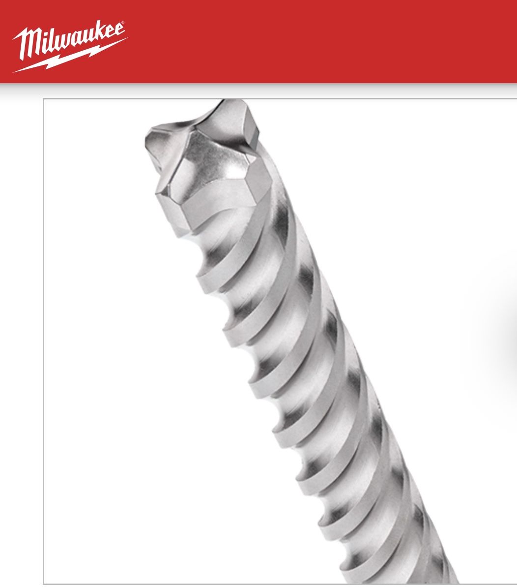 Milwaukee-SDS Plus 4CT MX4TM 3/8" X 4" X 6"-Rotary Hammer Drill Bits with solid head carbide -Brand New