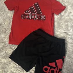 Adidas Kids Red Tee and Black Shorts Set size 5