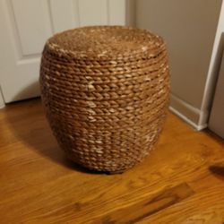 Water Hyacinth Wicker Rattan Ottoman Side Table