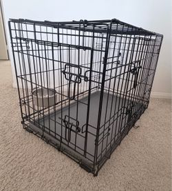 Medium Black Folding Wire Dog Crate Kennel Double Door