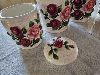Ceramic Floral Cookie Jars Set of 4