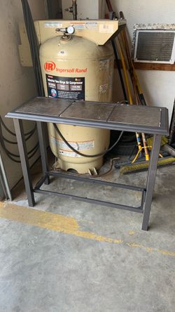 Metal entry table with tile