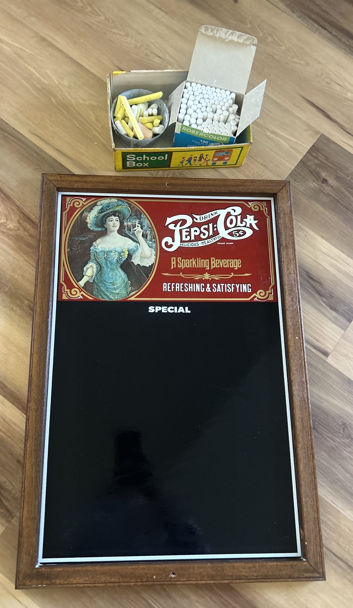 Rare Vintage Pepsi, Cola Menu, Chalkboard, Sign, Advertisement, Wood Frame
