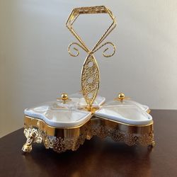 Luxury Gold & White Serving Dish