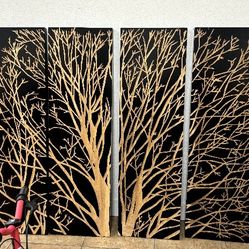 Palecek Spring Tree Brown Carved Wood Wall Mural Art