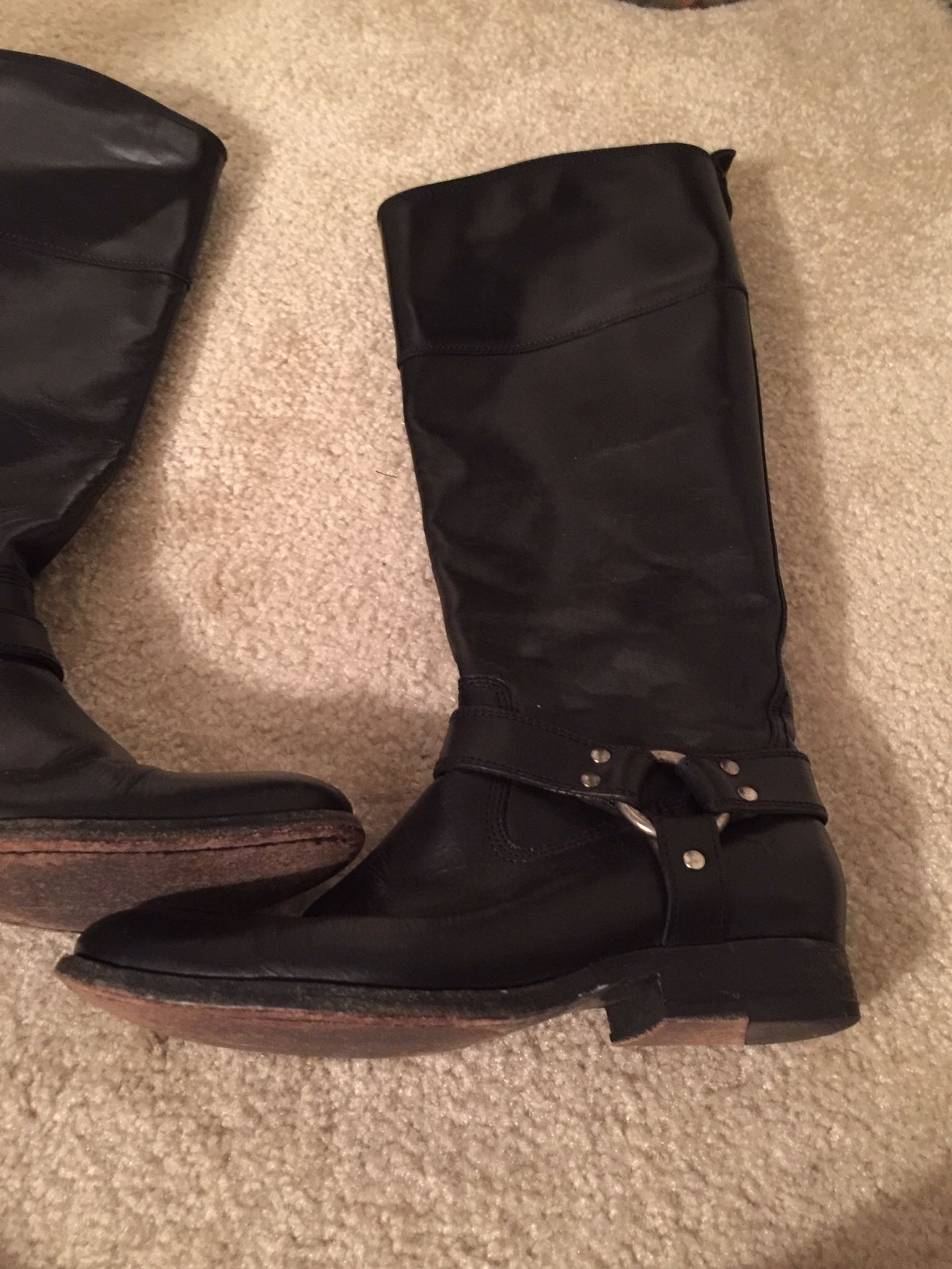 Frye black leather harness boots 7.5