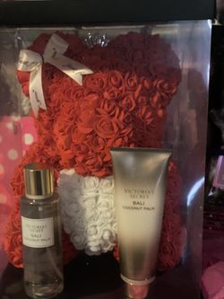 Red And White Rose Bear W/ Victoria’s Secret 