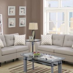 Beige Sofa And Loveseat Set Brand New 