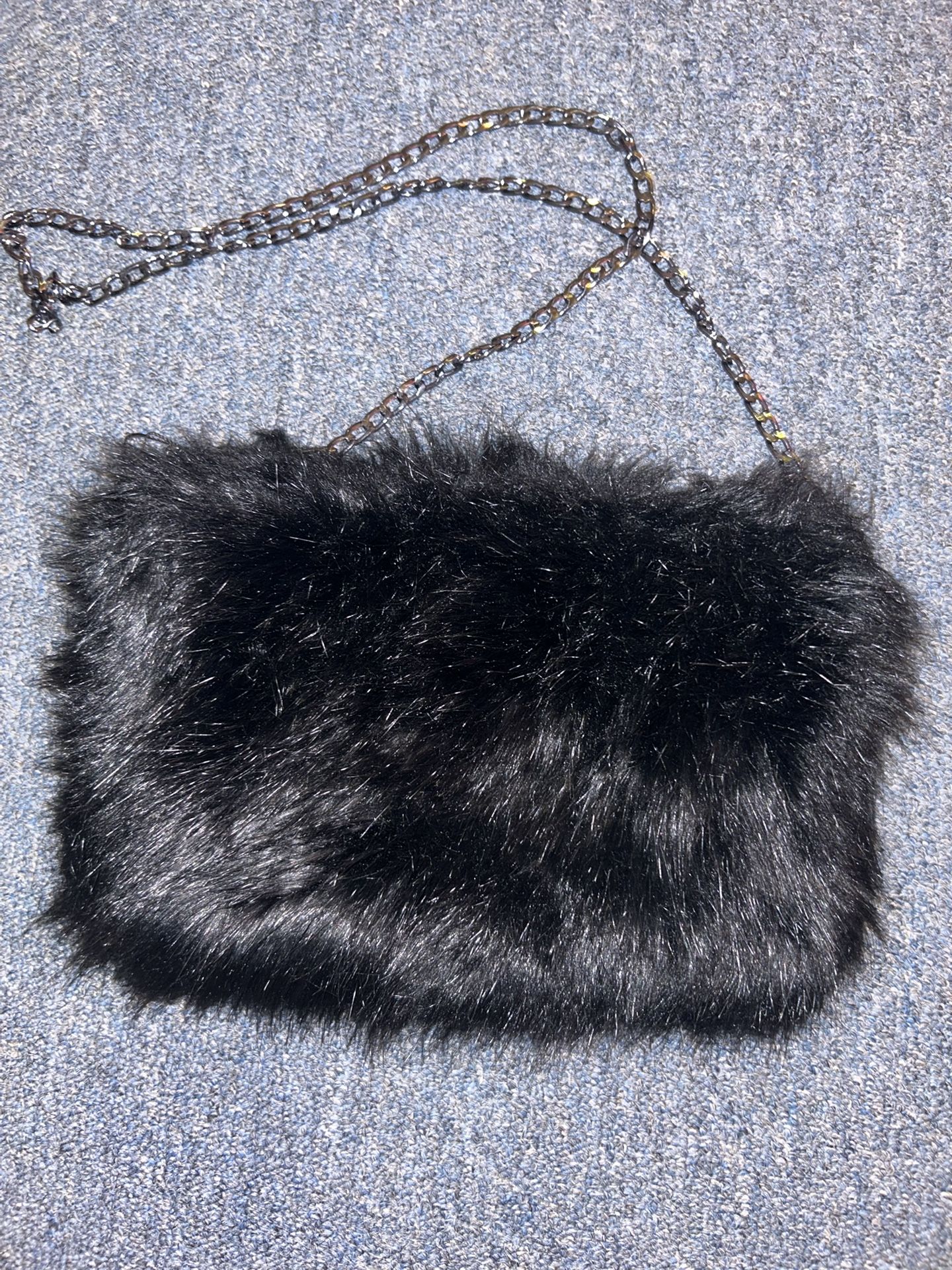 Black Fur Crossbody Bag