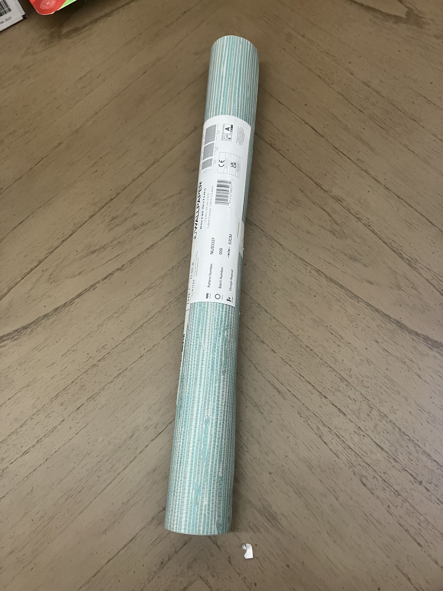 Tibetan Grasscloth Teal Vinyl Peel And Stick Wallpaper, 216-in by 20.5-in, 30.75 sq. ft. ,New