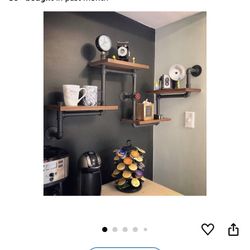 Industrial Rustic Modern Wood Ladder Pipe Wall Shelf 4 Layer Pipe Design Bookshelf DIY Shelving