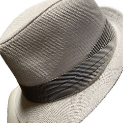 White Fedora With Striped Hat Band