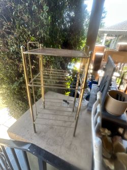 Super Sixties; Really Cute Brass Colored Metal Midcentury Telephone/Plant Stand: