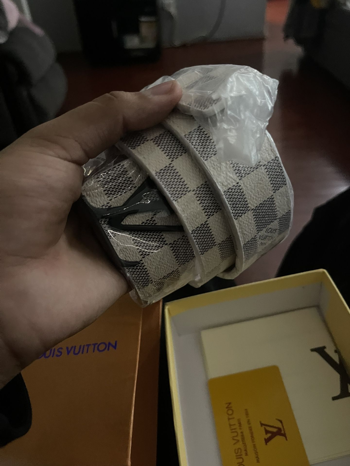 White Checkered Louis Vuitton Belt