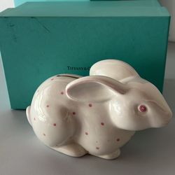 Tiffany & Co. Hand Painted Ceramic Bunny Piggy Bank Made In Italy