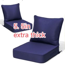 5.5" Extra Thick Outdoor Cushion for Patio Furniture Set of 2, 24 x 24, Waterproof and Fade-Resistan