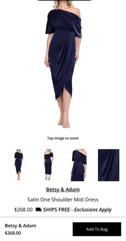 Betsy & Adam Satin One Shoulder Midi Dress