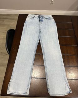 BDG Urban Outfitters Relaxed Straight Jeans Womens 26 Light Wash Side Slit Hem