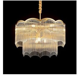 22.83" Gold Clear Glass Crystal Chandelier 8-Light Modern Crystal Pendant Ceiling Light Fixture 2-Tier Luxury Glass Chandeliers,for Dining Room Kitche