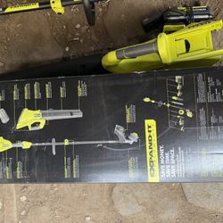 RYOBI 40V HP Brushless 650 CFM 160 MPH Cordless Leaf Blower and Carbon Fiber String Trimmer with 4Ah Battery and Charger