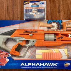 Nerf Accustrike Elite Alphahawk Foam Dart BLaster N-Strike + 40 Accustrike Darts - New Open Box