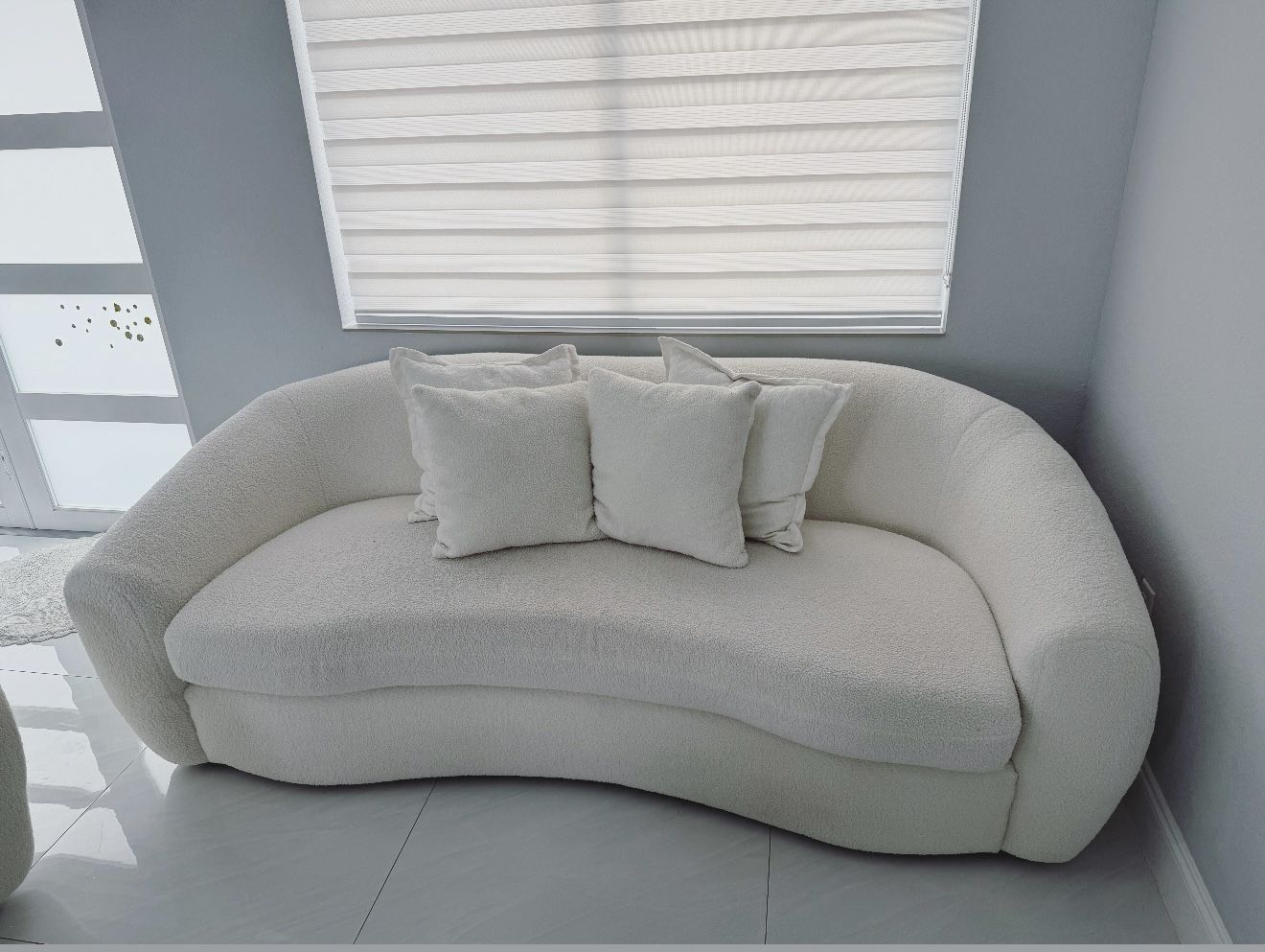 Set of 3 Modern White Sofas: