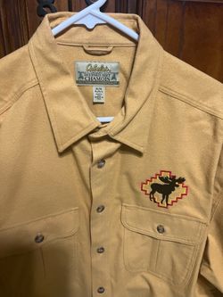 Cabela’s Deerskin Soft Chamois Shirt XL Heavyweight Button Front Moose Logo